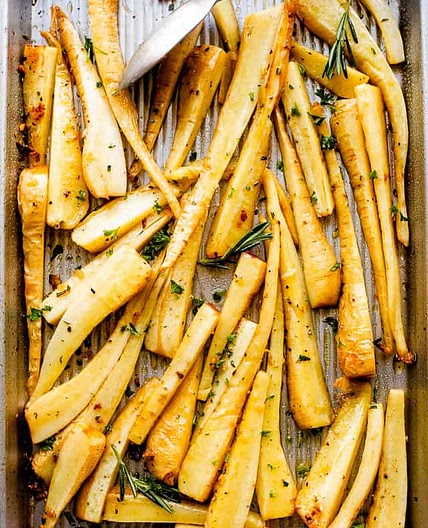 Garlic Butter Roasted Parsnips