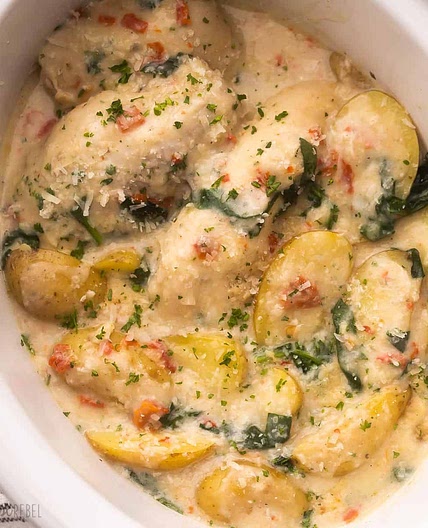 Italian Crockpot Chicken and Potatoes