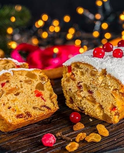 Traditional British Christmas Cake with Brandy-Soaked Fruits