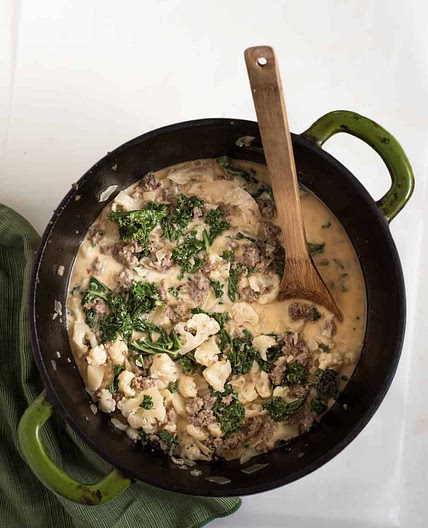 Healthy Cauliflower Sausage and Kale Soup