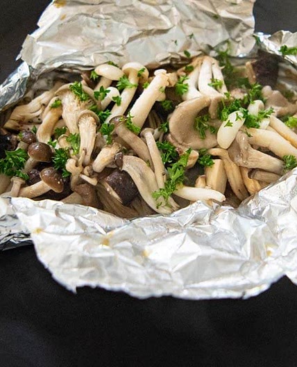 Miso Butter Asian Mushrooms in Foil