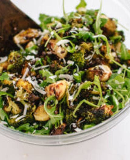 Lemony Roasted Broccoli, Arugula and Lentil Salad