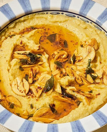 Alison Roman's lentil dip with toasted garlic and crispy herbs