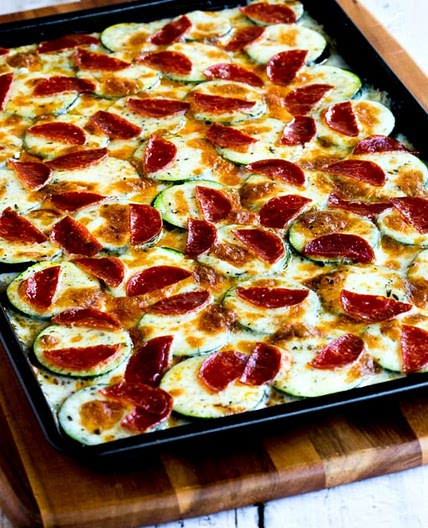 Broiled Zucchini with Mozzarella and Pepperoni