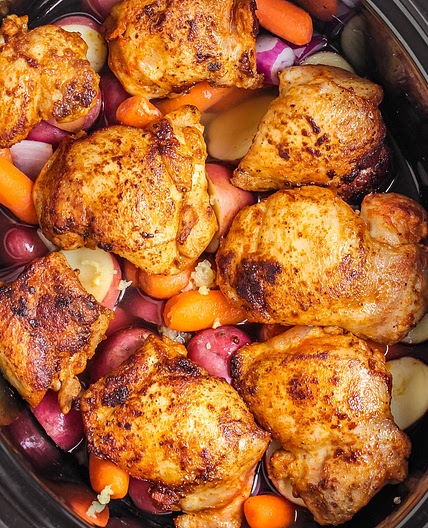 Slow Cooker Chicken Thighs with Potatoes & Carrots