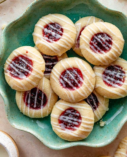 Raspberry Almond Thumbprint Cookies
