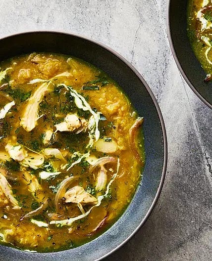 Chicken and Red Lentil Soup With Lemony Yogurt