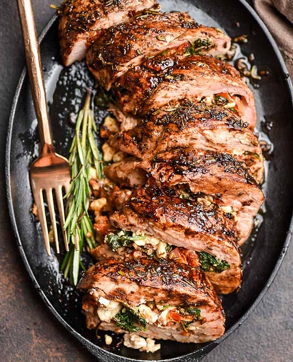Stuffed Pork Tenderloin with Spinach and Feta