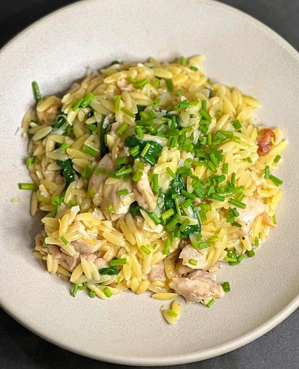 One Pan Chive and Onion Chicken Orzo