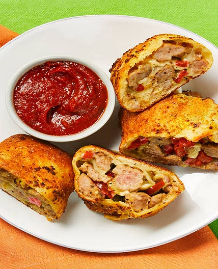 Pork Sausage & Pepper Stromboli with Mozzarella & Marinara Sauce