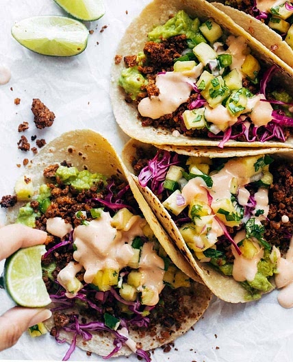 Walnut Chorizo Tacos with Pineapple Salsa