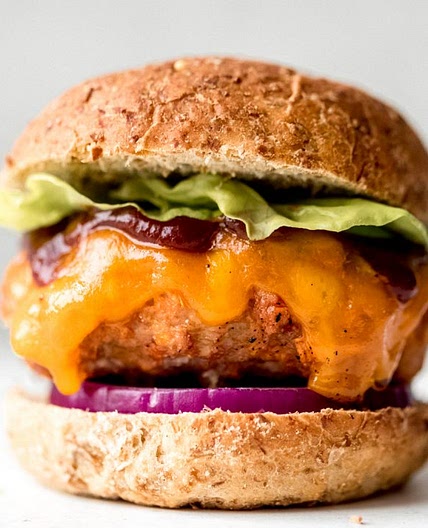 Sweet Potato Cheddar BBQ Chicken Burgers