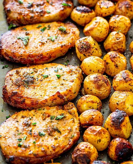 Ranch Pork Chops and Potatoes Sheet Pan Dinner
