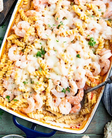 Dump-and-Bake Shrimp Alfredo