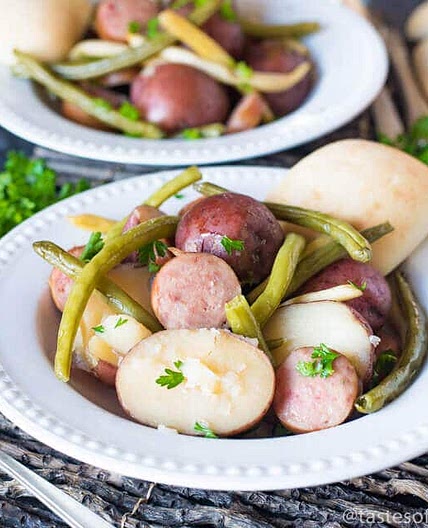 Slow Cooker Sausage Green Beans and Potatoes