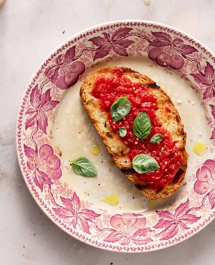 Pane e pomodoro snack- simple Italian bread with tomato
