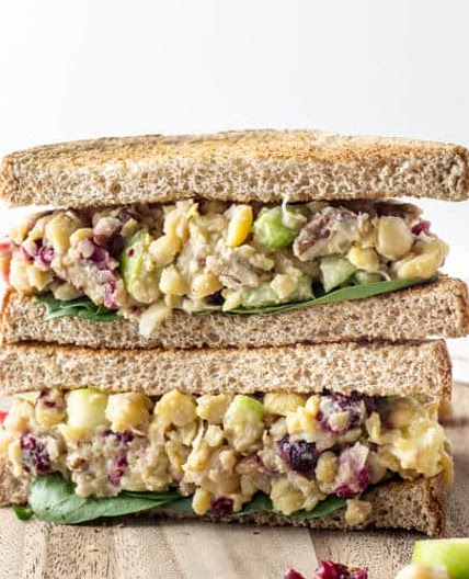 Vegan Cranberry Apple Chickpea Salad Sandwich