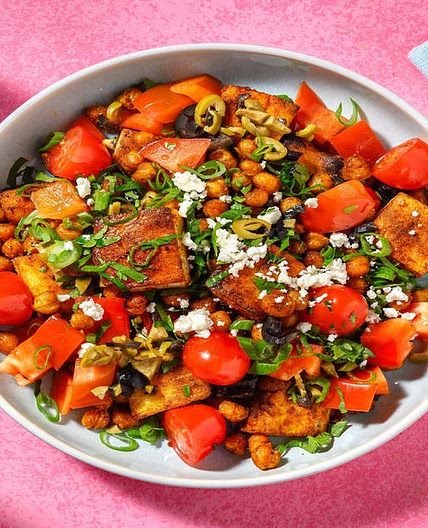 Fattoush-Inspired Salad with Spiced Flatbreads and Feta Cheese