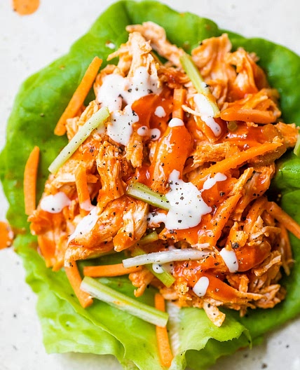 Buffalo Chicken Lettuce Wraps (Slow Cooker, Instant Pot)