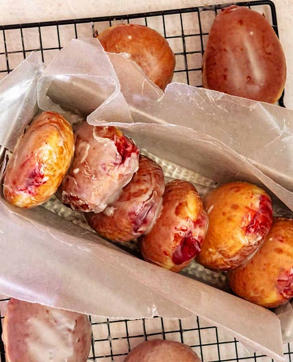 Glazed Raspberry Jelly Donuts