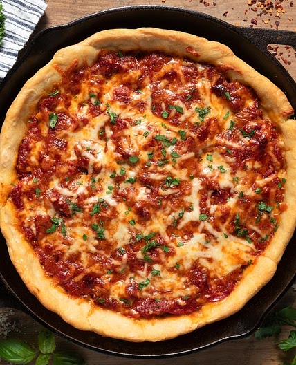 Deep Dish Cast Iron Skillet Pizza