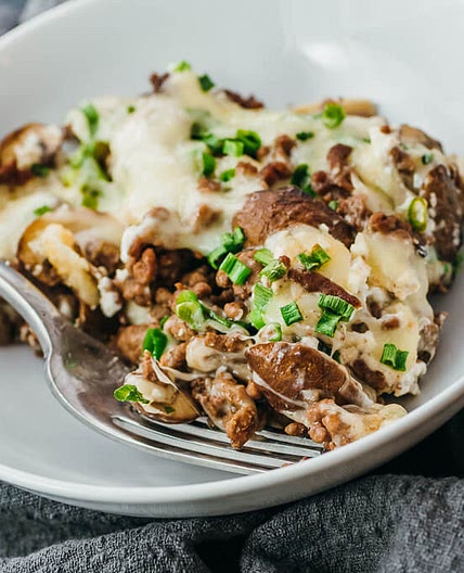 Mushroom Cheeseburger Casserole