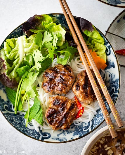 Authentic Bun Cha - Vietnamese Grilled Pork Meatballs with Noodles