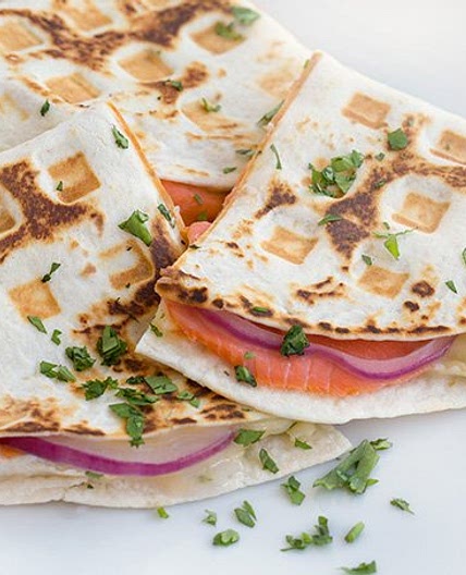 Waffle Iron Smoked Salmon Quesadillas
