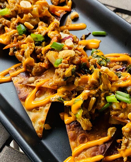 Blackstone Teriyaki Chicken Wonton Nachos