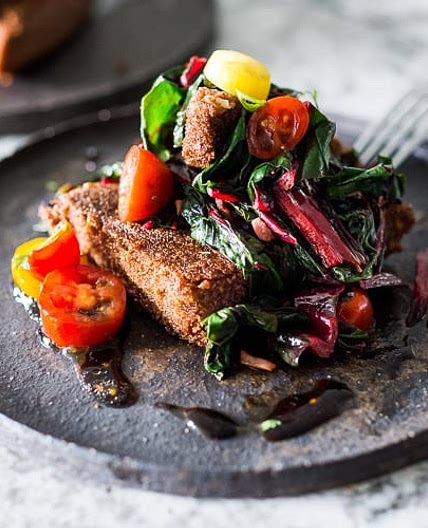 Savory Teff Cakes with Wilted Chard