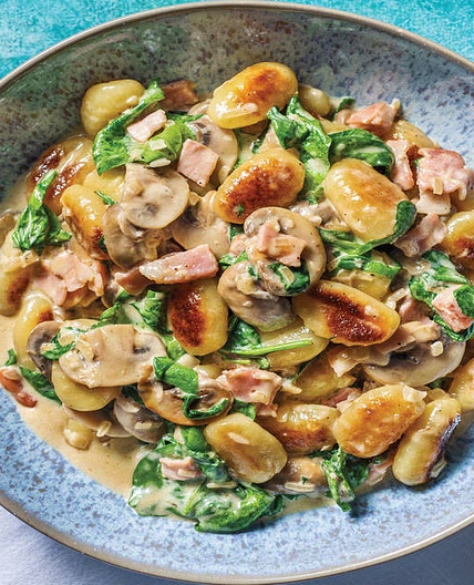 Creamy Bacon & Mushroom Gnocchi with Parmesan Cheese