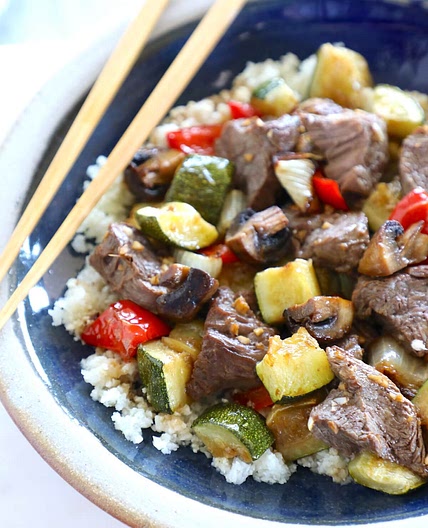 Keto Sheet Pan Hibachi Beef and Vegetables