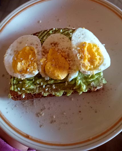 Avocado toast with boiled eggs