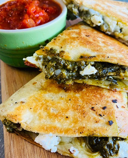 Blackstone Chicken Pesto Quesadillas