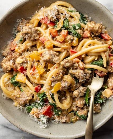 Creamy Sausage and Peppers Pasta