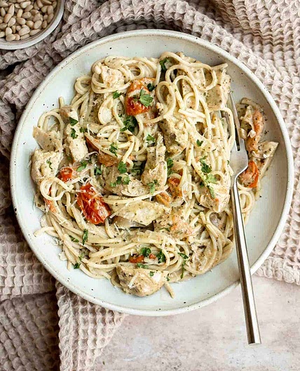 Creamy Chicken Pesto Pasta