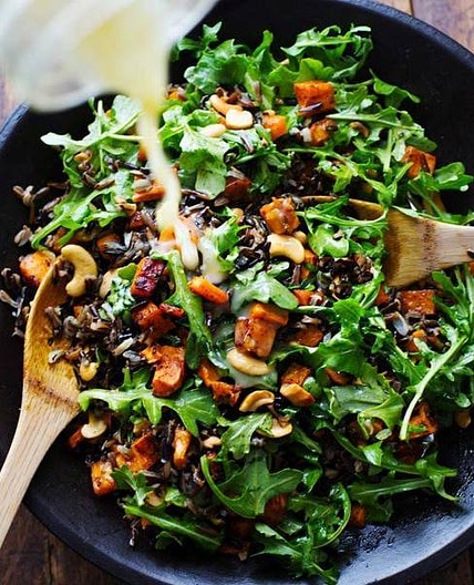 Roasted Sweet Potato, Wild Rice, and Arugula Salad