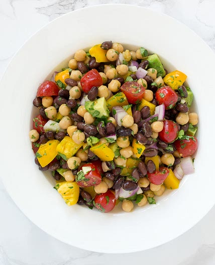 Black Bean, Chickpea & Avocado Salad with Bell Pepper & Tomatoes