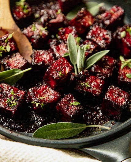 Blackberry Glazed Tofu with Black Pepper & Chili