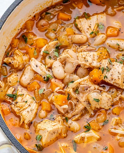 Quick Leftover Turkey + Bean Soup