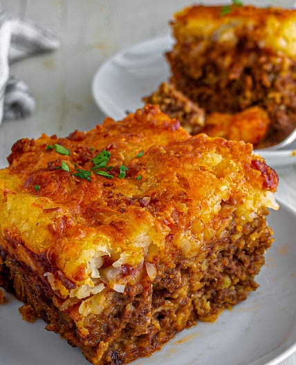 Cheesy Tater Tot Meatloaf Casserole