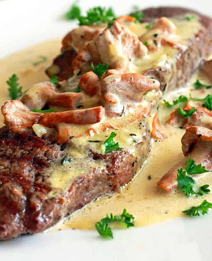 Steak With Chanterelle Cream Sauce