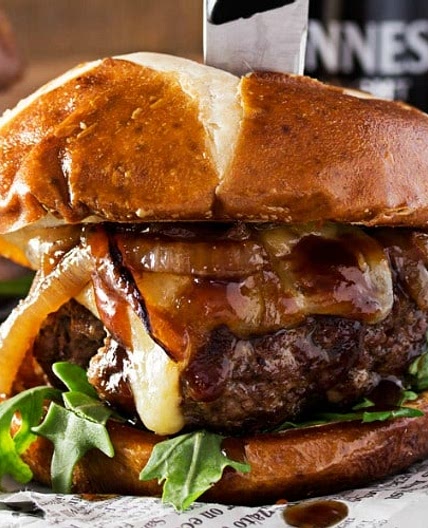 Whiskey Glazed Blue Cheese Burgers
