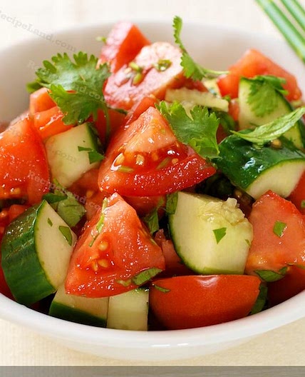 Cucumber Tomato Salad with Soy-Sesame Dressing