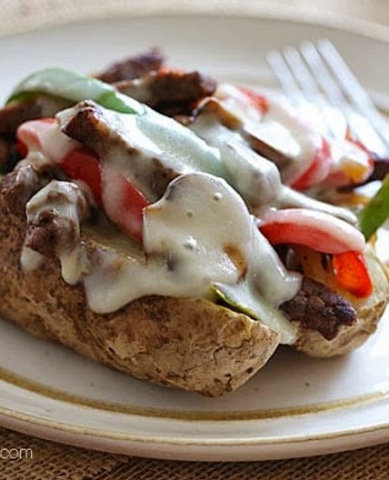 Loaded Philly Cheesesteak Baked Potato