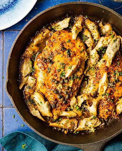 Baked Chicken Breasts in an Artichoke and White Wine Sauce