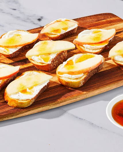 Honey Crème Fraîche & Apple Crostini The best parts of a cheese board– in one bite! | 2-4 Servings