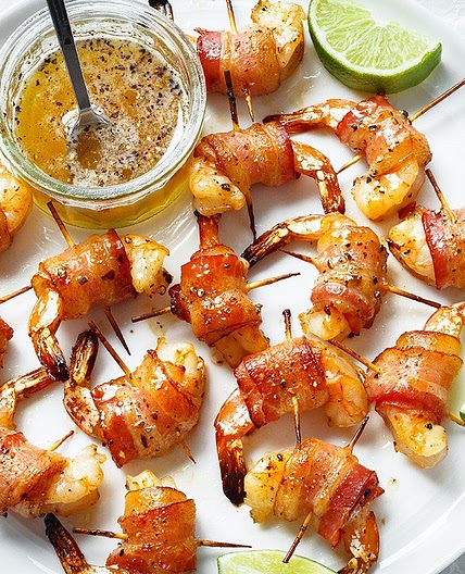 Honey-garlic Bacon Wrapped Shrimp