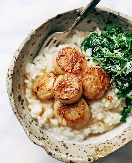 Brown Butter Scallops with Parmesan Risotto