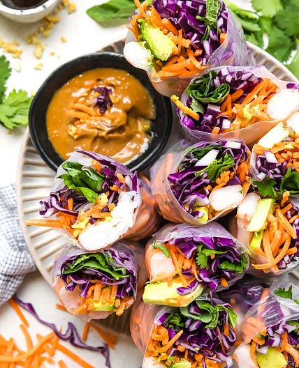 Summer Rolls with Shrimp and Peanut Hoisin Dipping Sauce